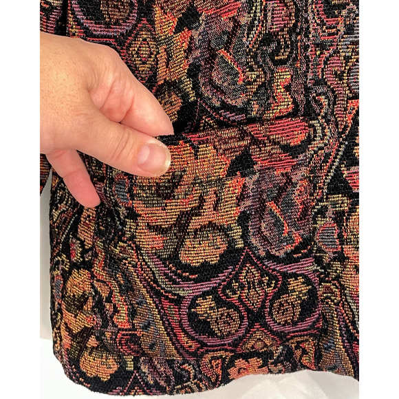 3-FOR-$30 Requirements Sz 16 Paisley Tapestry Jacket Zip-Up Collar has Fringe - Picture 10 of 12